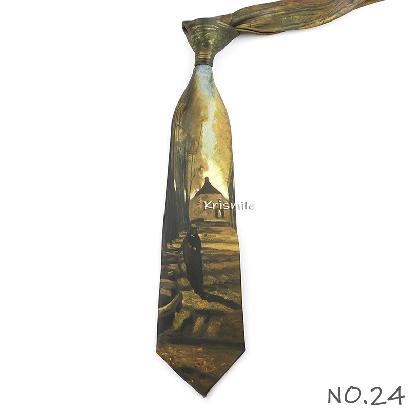 Men's Vintage Imitation Silk Ties 8cm Animal Mathematical Formula Architecture Retro Printing Necktie Party Suit Shirt Accessory