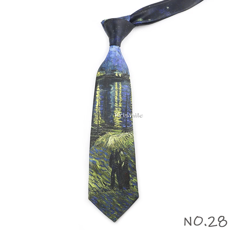 Men's Vintage Imitation Silk Ties 8cm Animal Mathematical Formula Architecture Retro Printing Necktie Party Suit Shirt Accessory