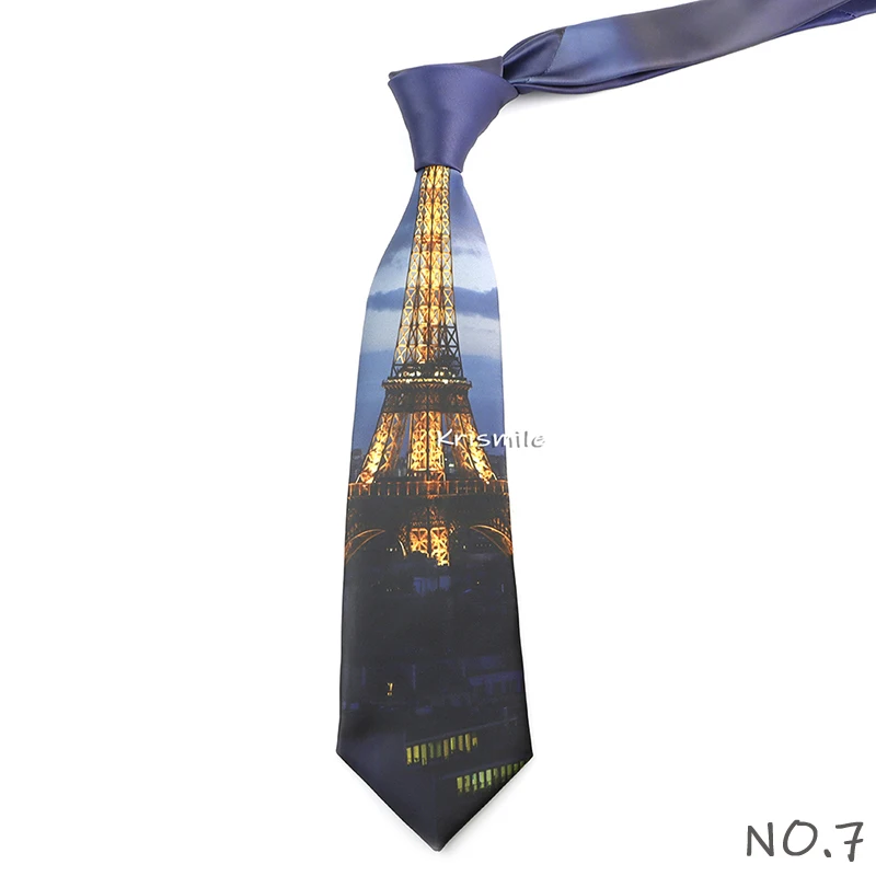 Men's Vintage Imitation Silk Ties 8cm Animal Mathematical Formula Architecture Retro Printing Necktie Party Suit Shirt Accessory