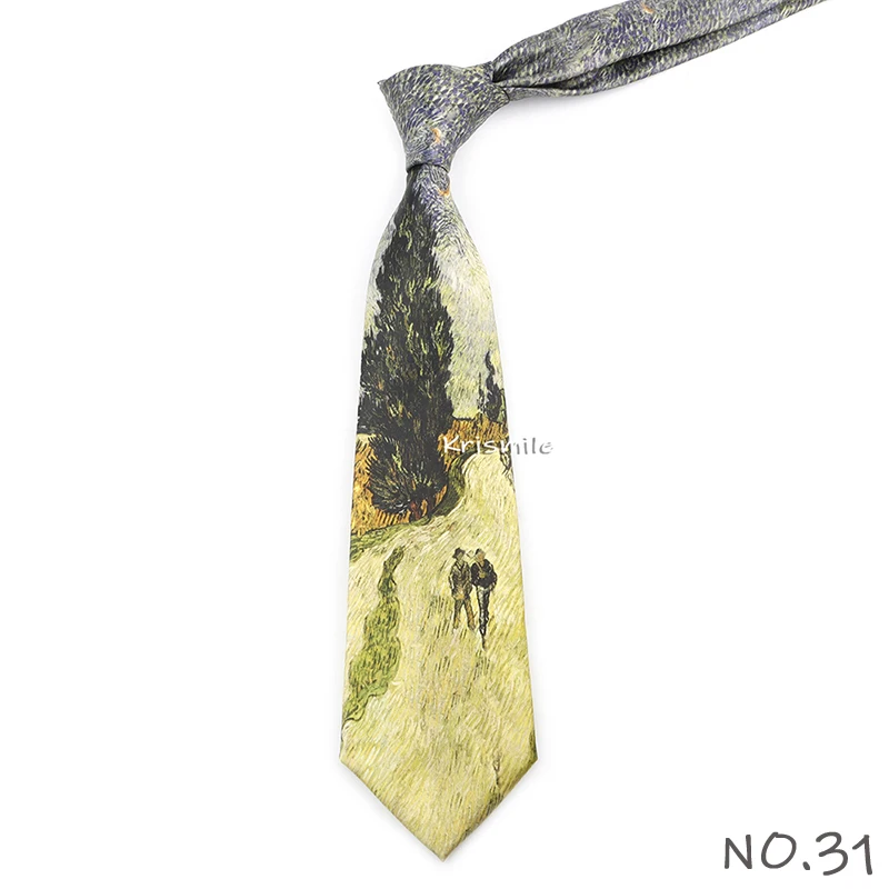 Men's Vintage Imitation Silk Ties 8cm Animal Mathematical Formula Architecture Retro Printing Necktie Party Suit Shirt Accessory