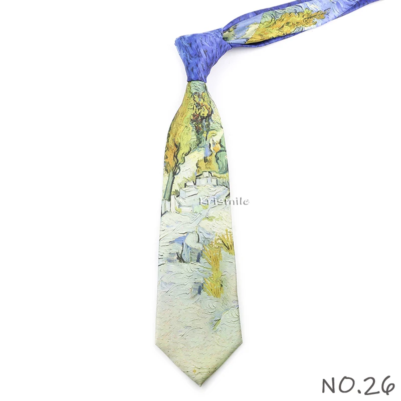 Men's Vintage Imitation Silk Ties 8cm Animal Mathematical Formula Architecture Retro Printing Necktie Party Suit Shirt Accessory