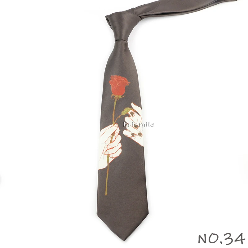 Men's Vintage Imitation Silk Ties 8cm Animal Mathematical Formula Architecture Retro Printing Necktie Party Suit Shirt Accessory