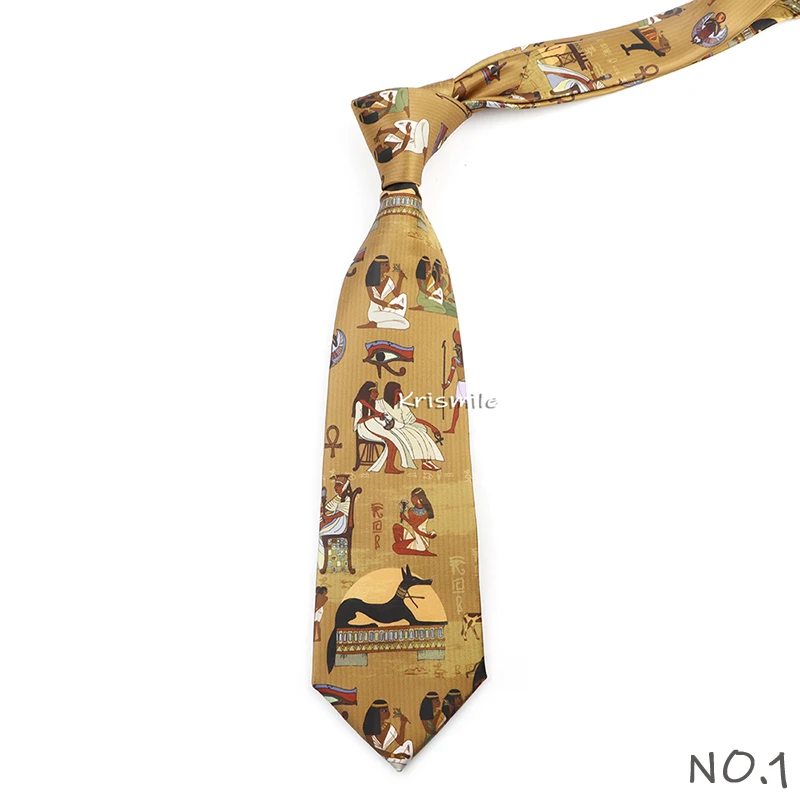 Men's Vintage Imitation Silk Ties 8cm Animal Mathematical Formula Architecture Retro Printing Necktie Party Suit Shirt Accessory