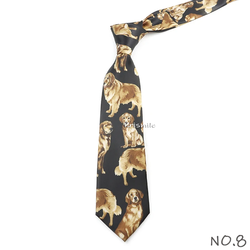 Men's Vintage Imitation Silk Ties 8cm Animal Mathematical Formula Architecture Retro Printing Necktie Party Suit Shirt Accessory