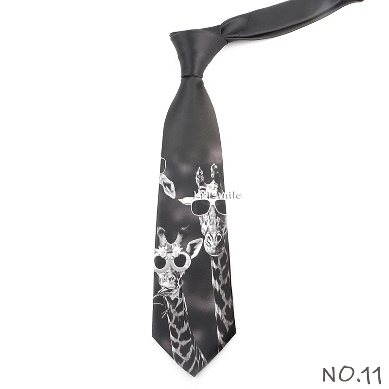 Men's Vintage Imitation Silk Ties 8cm Animal Mathematical Formula Architecture Retro Printing Necktie Party Suit Shirt Accessory