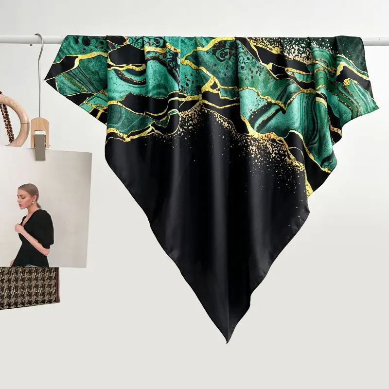 LargeSize Square Scarf, Women'sSummer SunProtection Silk Scarf, Printed Design Summer Pattern,Luxury 90x90cm