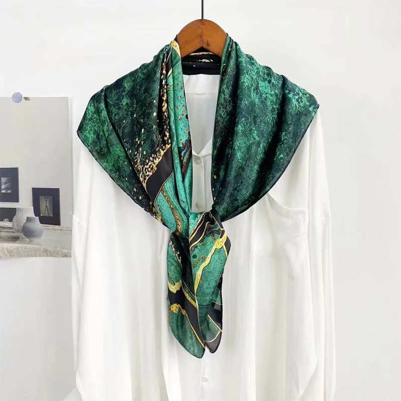 LargeSize Square Scarf, Women'sSummer SunProtection Silk Scarf, Printed Design Summer Pattern,Luxury 90x90cm