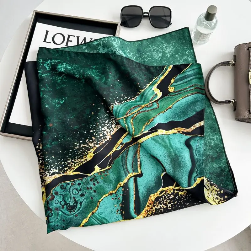LargeSize Square Scarf, Women'sSummer SunProtection Silk Scarf, Printed Design Summer Pattern,Luxury 90x90cm