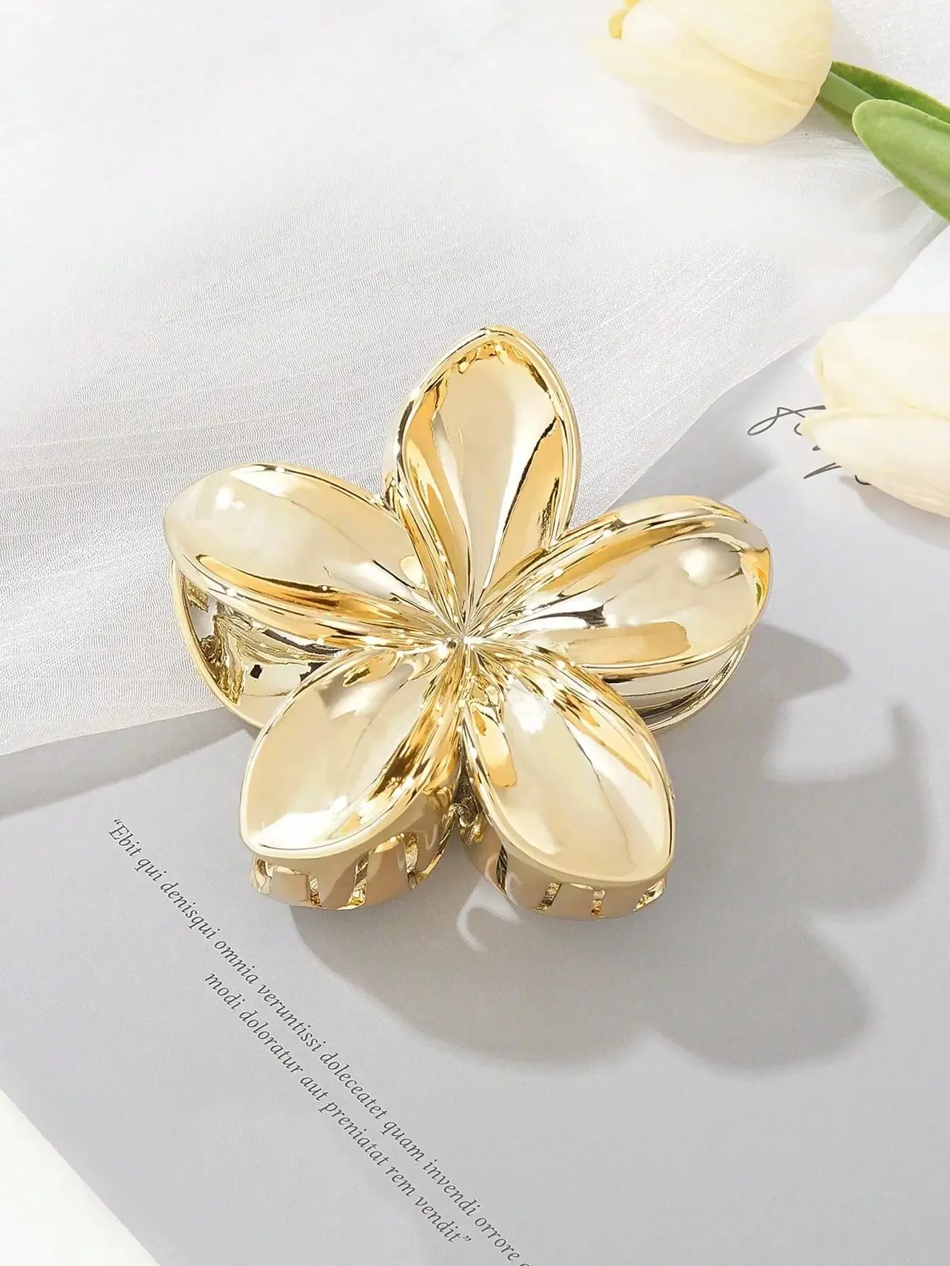 Fashion Egg-Shaped Shiny Flower Hair Clip 4cm Daily Party Hair Accessory for Women