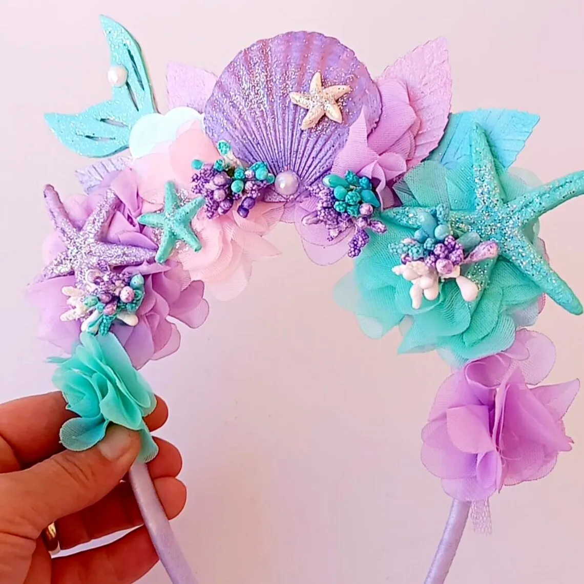 Mermaid Hairband Purple Kids Hair Hoop Sequins Fairy Princess Angel Wand Sticks Children's Dress Up Headdress Accessories