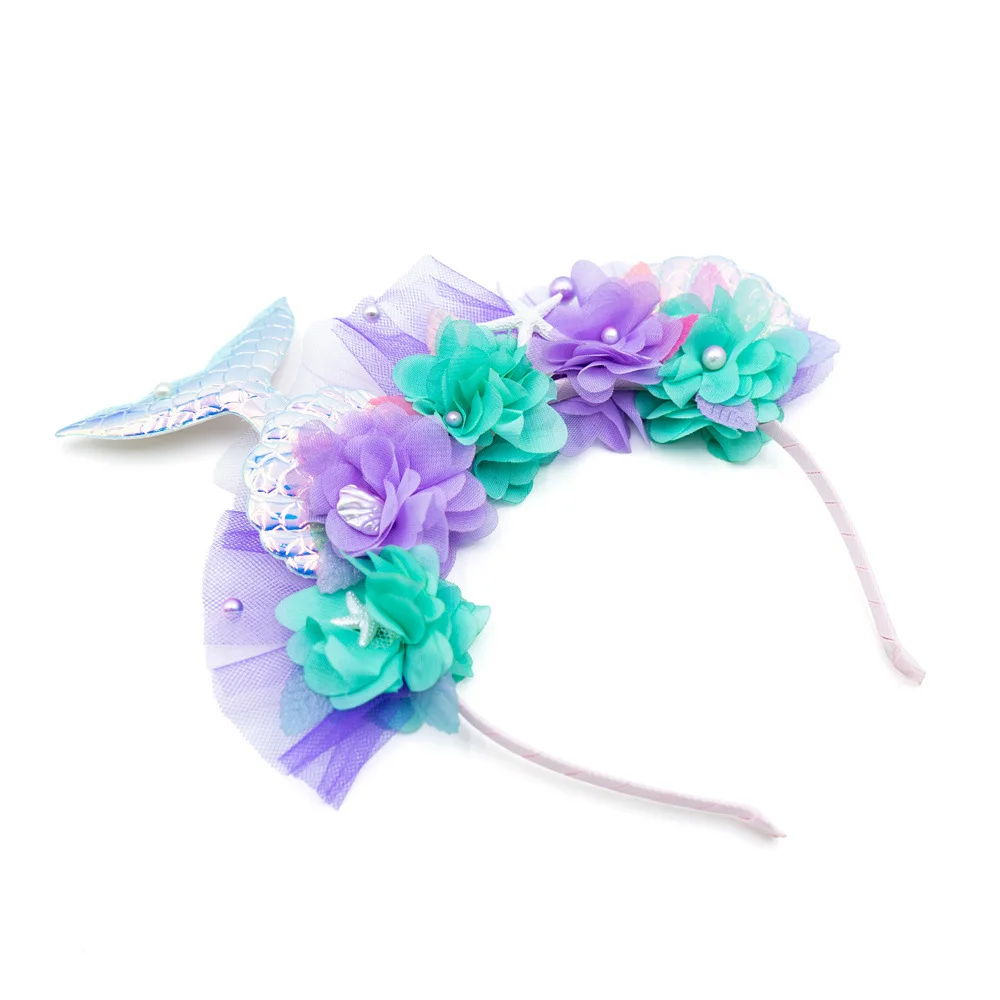 Mermaid Hairband Purple Kids Hair Hoop Sequins Fairy Princess Angel Wand Sticks Children's Dress Up Headdress Accessories