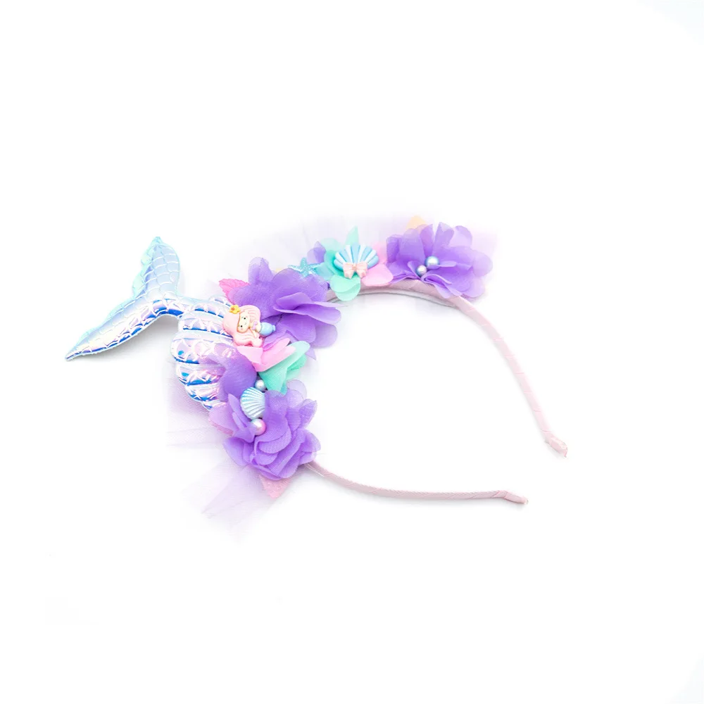 Mermaid Hairband Purple Kids Hair Hoop Sequins Fairy Princess Angel Wand Sticks Children's Dress Up Headdress Accessories
