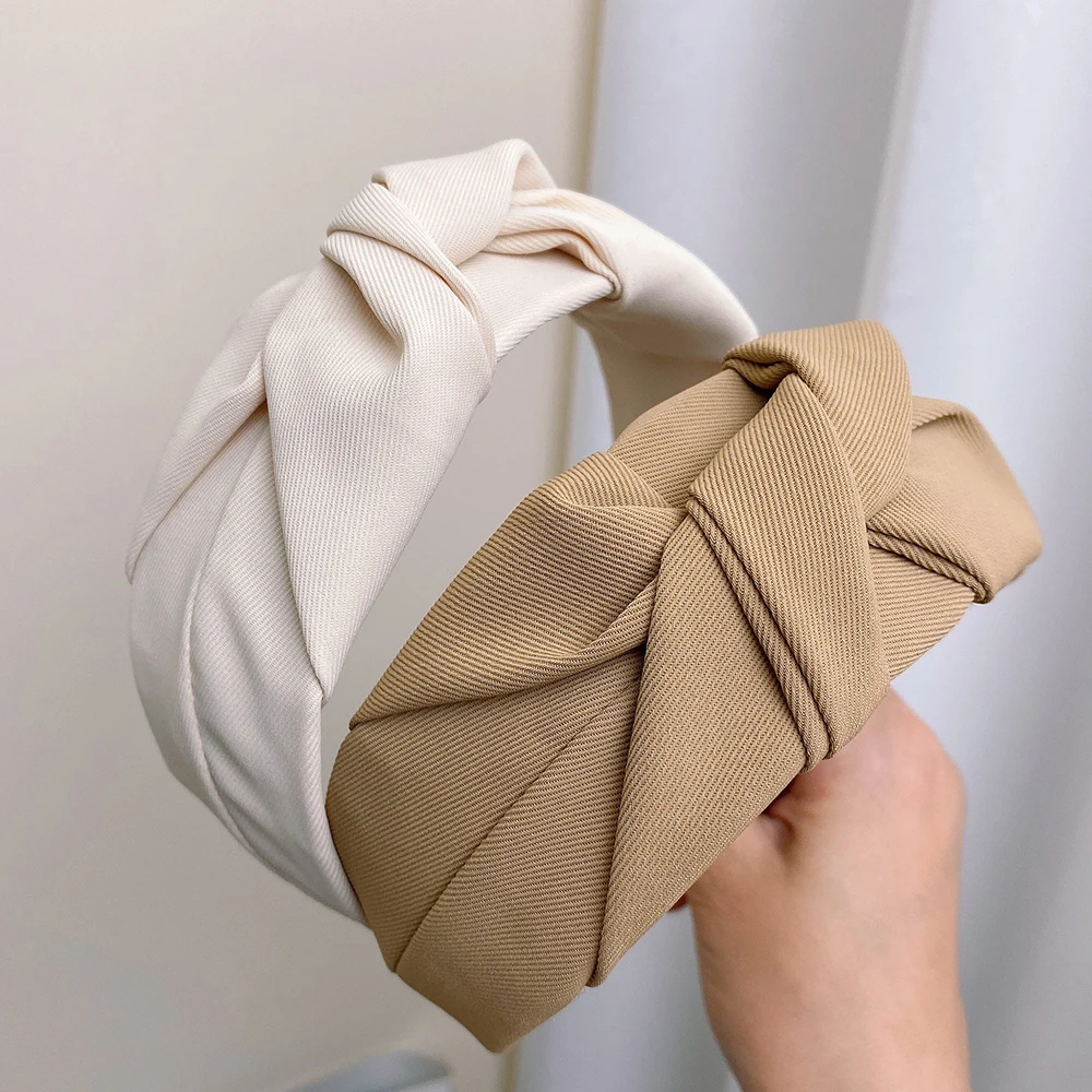 Girls Vintage Hair Bands Cloth Wide Hairband New Knotted Headbands for Women Headdress Soft Hair Hoop Hair Accessories Headwear