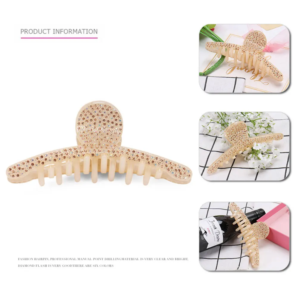 Luxury Spark Rhinestones Hair Claw Clip for Women Girls Charming Handmade Hair Jewelry Ornament Accessory - Office Career Party