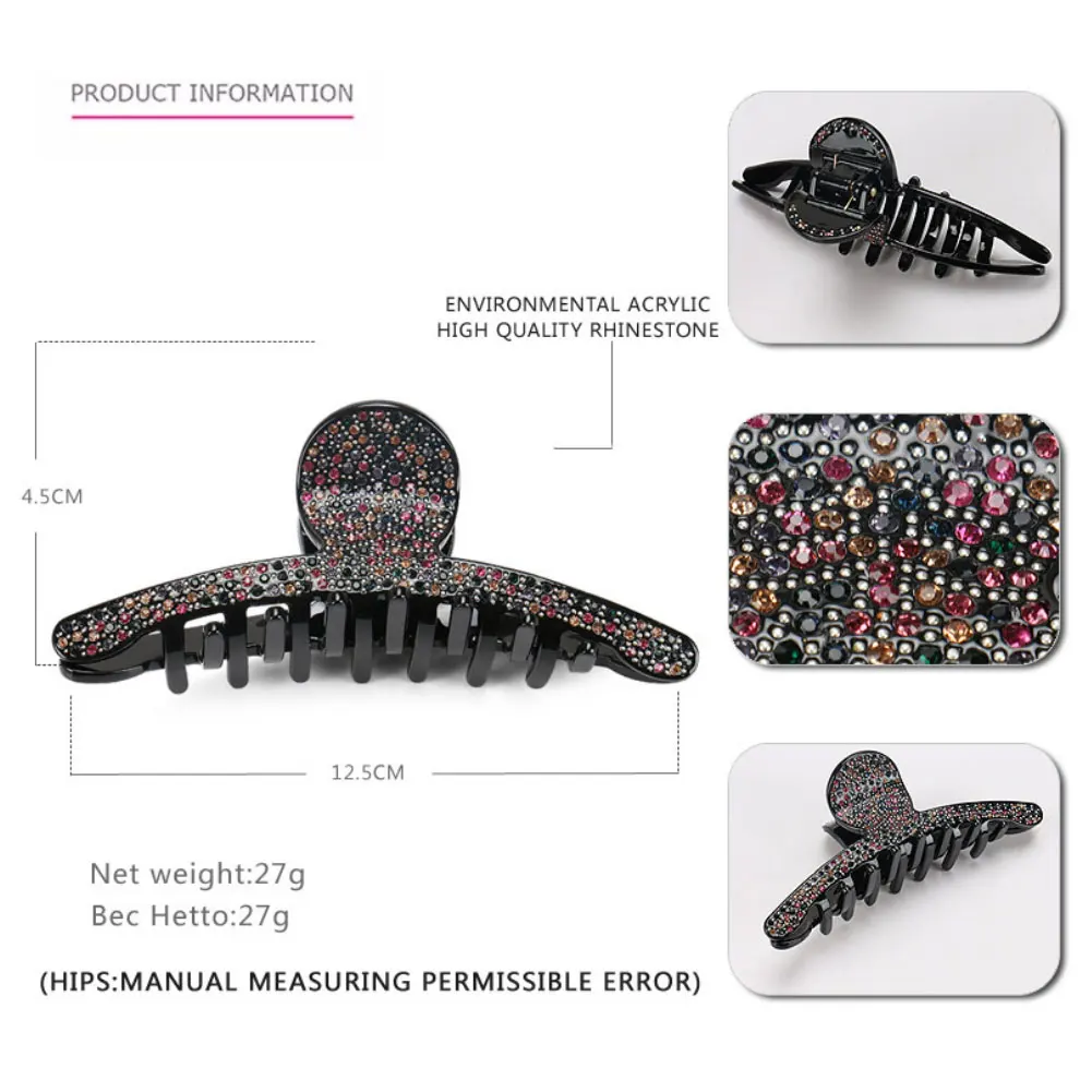 Luxury Spark Rhinestones Hair Claw Clip for Women Girls Charming Handmade Hair Jewelry Ornament Accessory - Office Career Party