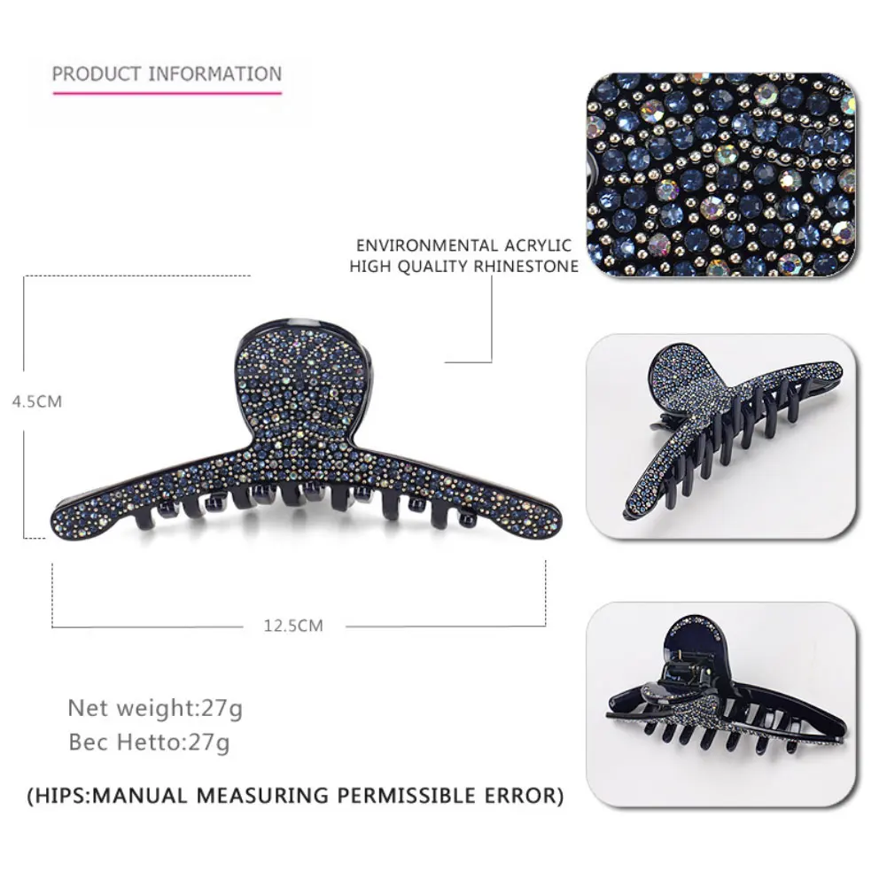 Luxury Spark Rhinestones Hair Claw Clip for Women Girls Charming Handmade Hair Jewelry Ornament Accessory - Office Career Party
