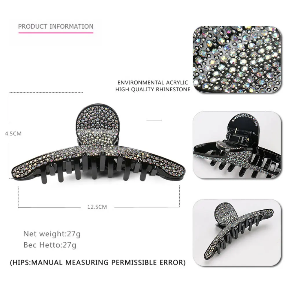 Luxury Spark Rhinestones Hair Claw Clip for Women Girls Charming Handmade Hair Jewelry Ornament Accessory - Office Career Party