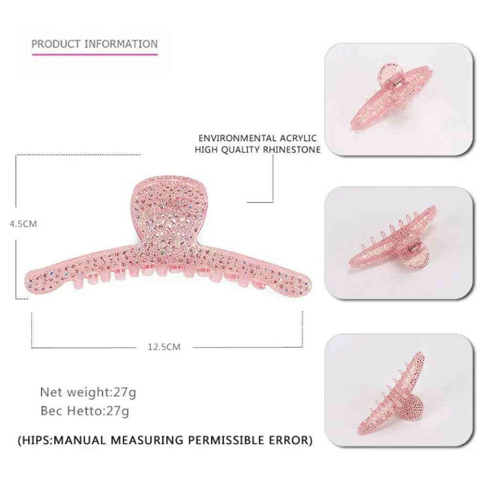 Luxury Spark Rhinestones Hair Claw Clip for Women Girls Charming Handmade Hair Jewelry Ornament Accessory - Office Career Party