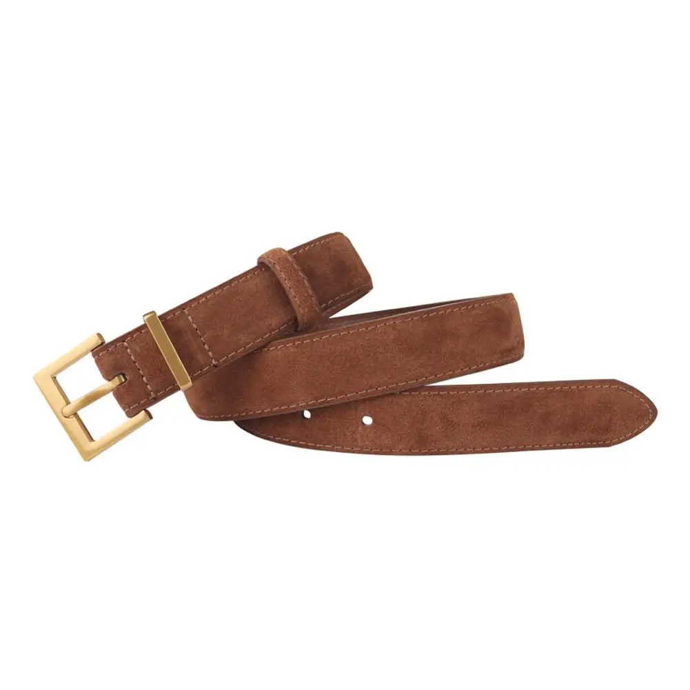 Suede Leather Belt For Man And Lady With Oxford Fabric Strap Genuine Leather Luxury Pin Buckle Blue Belts 100cm