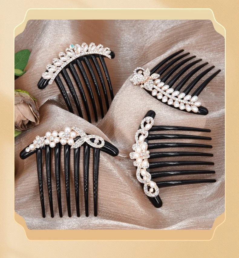 New Women Comb Clip Hairpins Rhinestone Pearl Hairclip Claws Barrettes Hair Combs Hair Maker Bun Hair Accessories Headwear