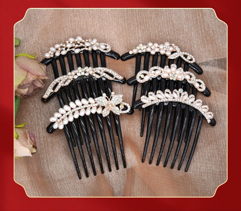 New Women Comb Clip Hairpins Rhinestone Pearl Hairclip Claws Barrettes Hair Combs Hair Maker Bun Hair Accessories Headwear