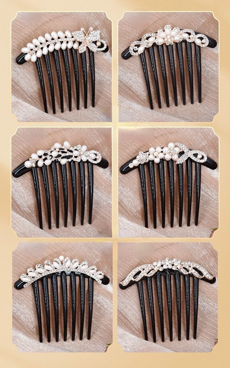 New Women Comb Clip Hairpins Rhinestone Pearl Hairclip Claws Barrettes Hair Combs Hair Maker Bun Hair Accessories Headwear