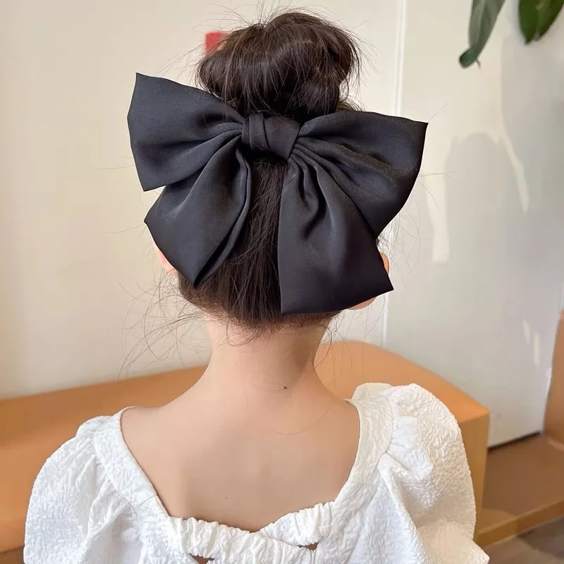 Fashion Large Ribbon Bow Hair Clips For Women Trendy Satin Bowknot Hairpins Cute Ponytail Barrettes Ladies Hair Accessories Gift