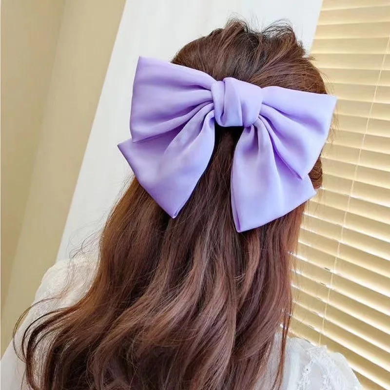 Fashion Large Ribbon Bow Hair Clips For Women Trendy Satin Bowknot Hairpins Cute Ponytail Barrettes Ladies Hair Accessories Gift