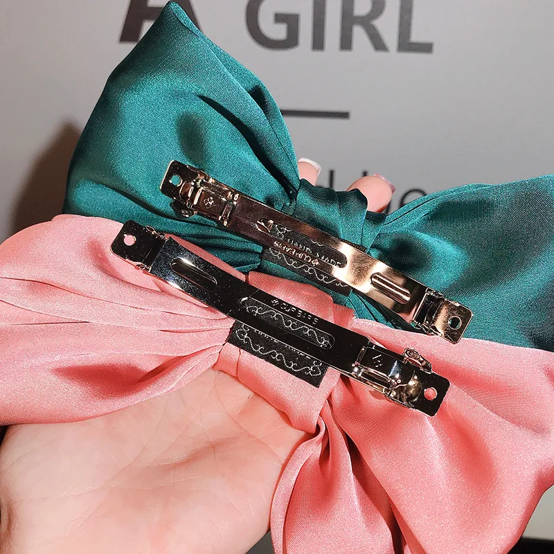 Fashion Large Ribbon Bow Hair Clips For Women Trendy Satin Bowknot Hairpins Cute Ponytail Barrettes Ladies Hair Accessories Gift