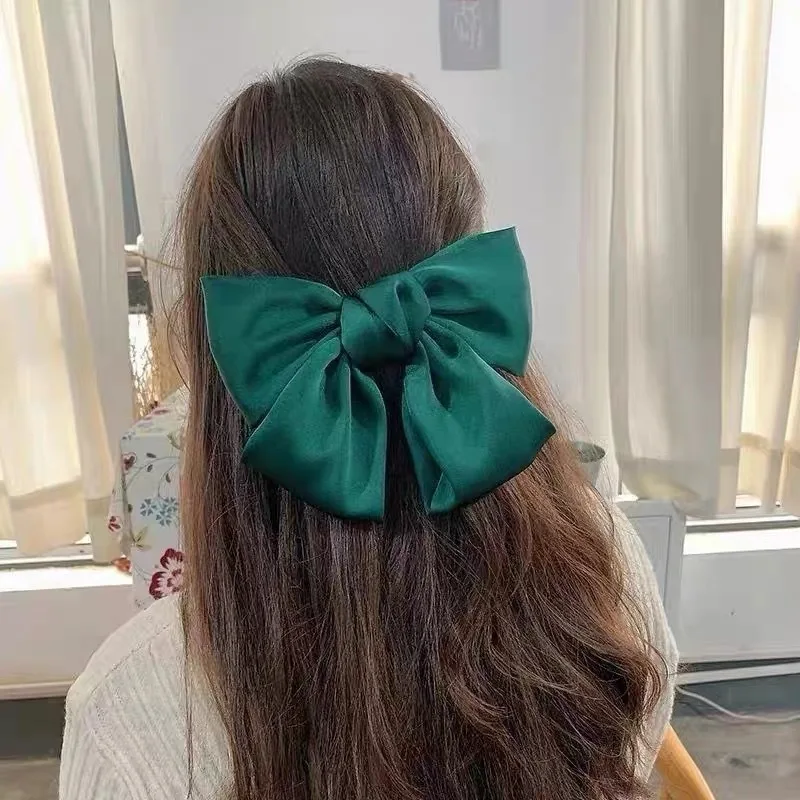 Fashion Large Ribbon Bow Hair Clips For Women Trendy Satin Bowknot Hairpins Cute Ponytail Barrettes Ladies Hair Accessories Gift