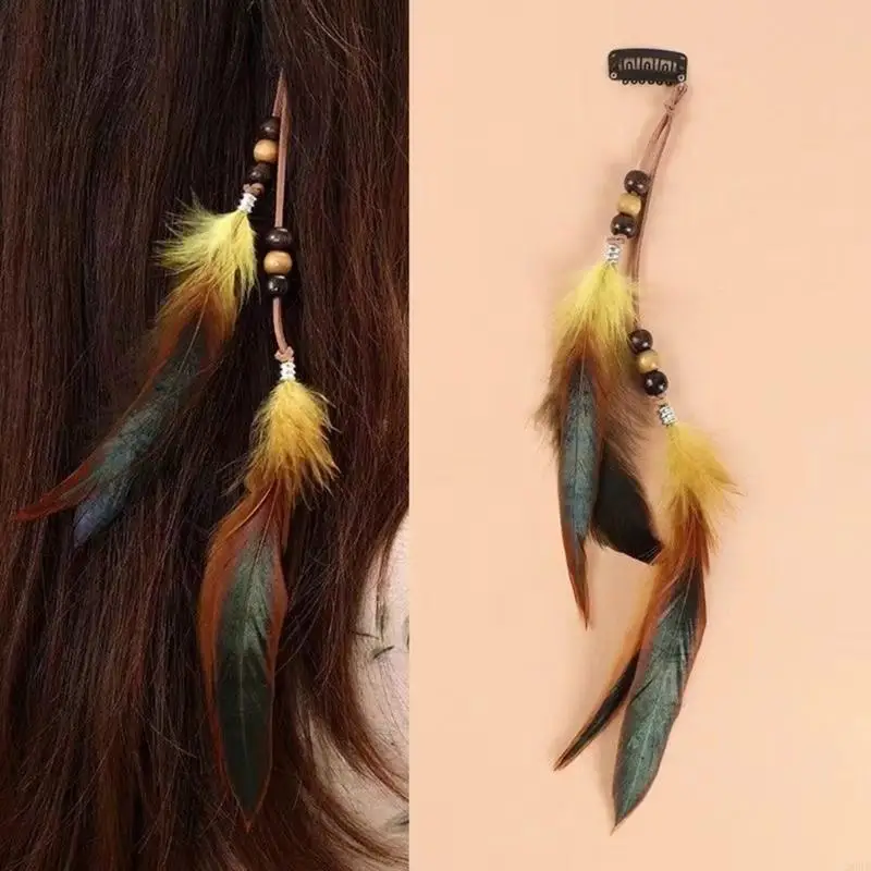 Bohemian Tassels Hair Clip Long Headband for Women Vintage Ethnic Accessory for Festivals and Parties
