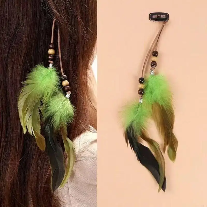 Bohemian Tassels Hair Clip Long Headband for Women Vintage Ethnic Accessory for Festivals and Parties
