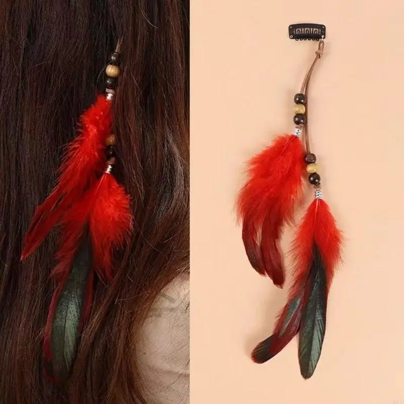 Bohemian Tassels Hair Clip Long Headband for Women Vintage Ethnic Accessory for Festivals and Parties