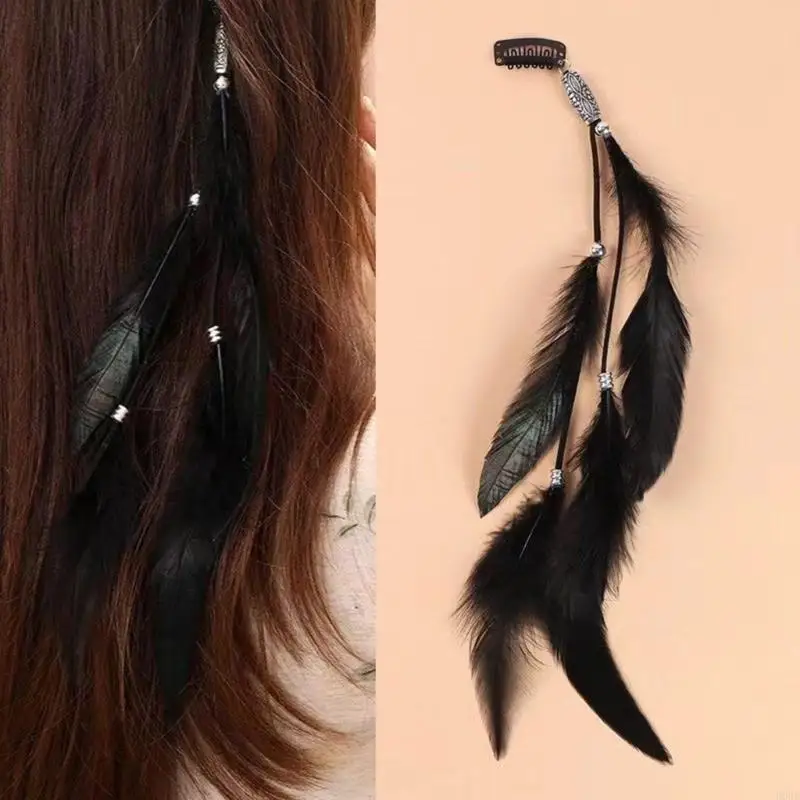 Bohemian Tassels Hair Clip Long Headband for Women Vintage Ethnic Accessory for Festivals and Parties