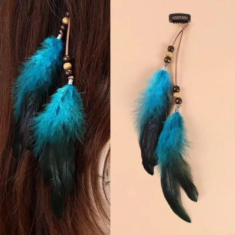 Bohemian Tassels Hair Clip Long Headband for Women Vintage Ethnic Accessory for Festivals and Parties