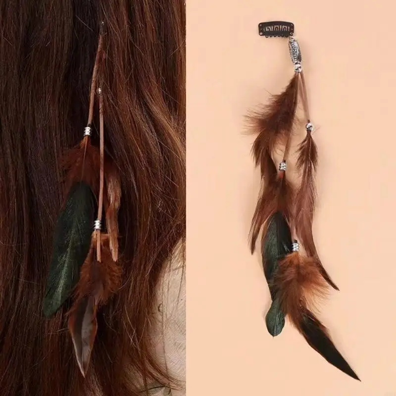 Bohemian Tassels Hair Clip Long Headband for Women Vintage Ethnic Accessory for Festivals and Parties