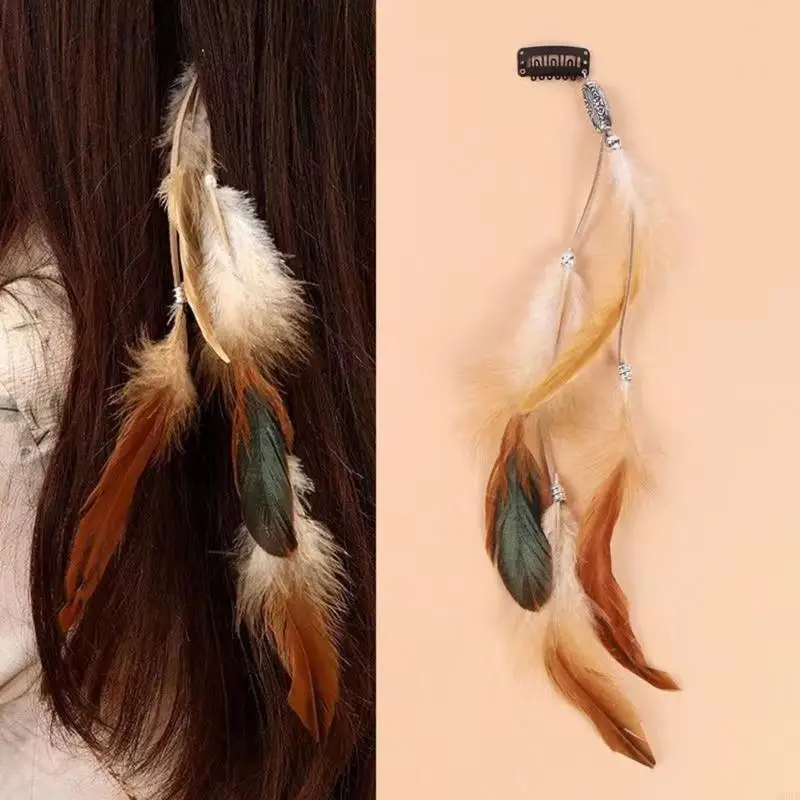 Bohemian Tassels Hair Clip Long Headband for Women Vintage Ethnic Accessory for Festivals and Parties
