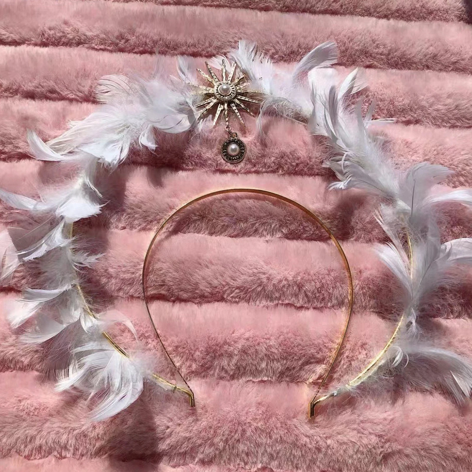 Fairy Feather Women's Headband European Style Goddess Angel Headband Performance Banquet Party Wedding Hair Decor Accessories