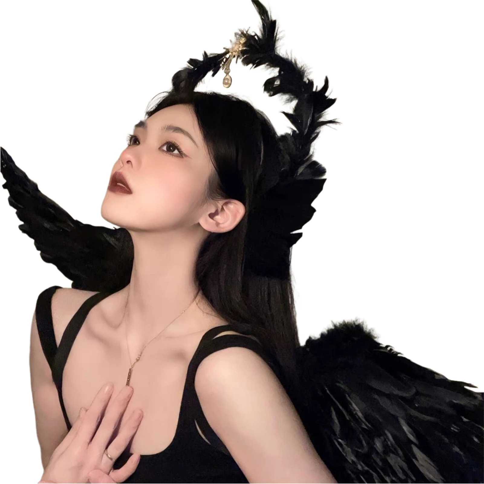 Fairy Feather Women's Headband European Style Goddess Angel Headband Performance Banquet Party Wedding Hair Decor Accessories