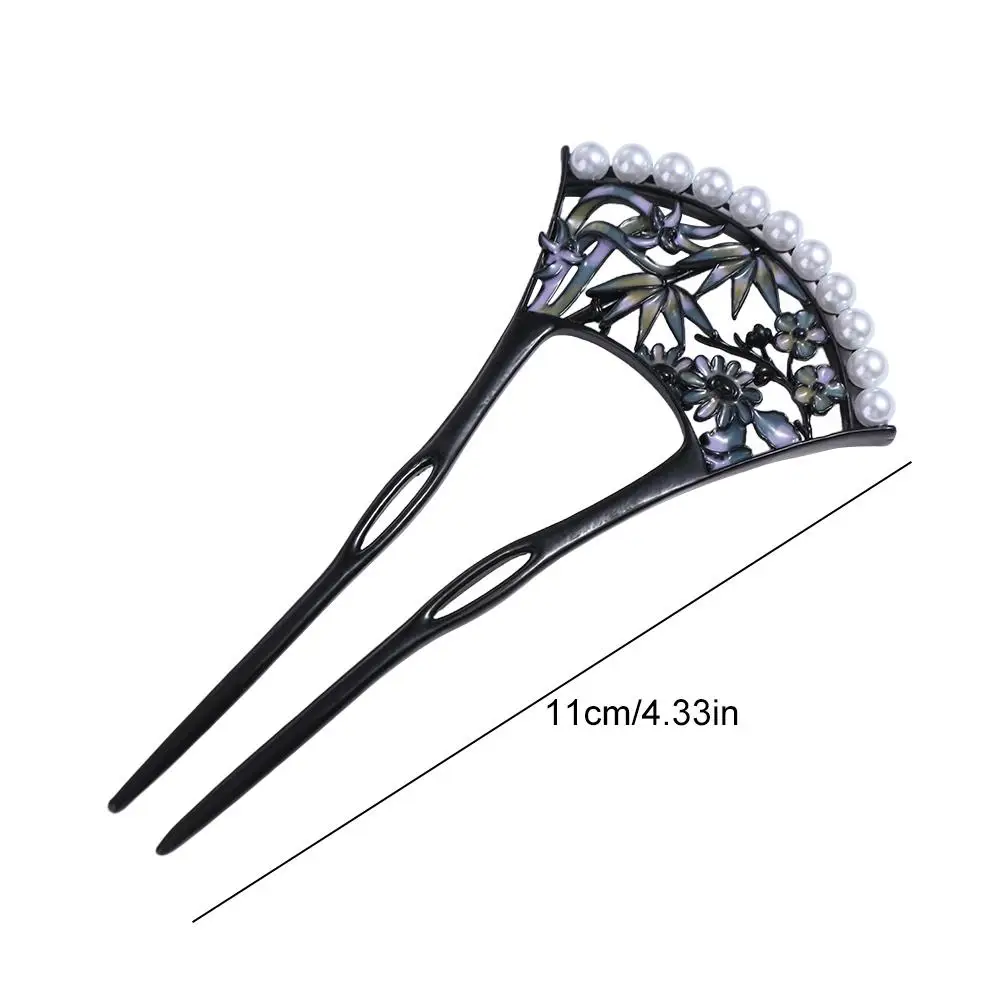 Retro Pearl Fan Hair Stick U-shaped Chinese Style Hanfu U Shape Hairpin Hair Chopstick Hanfu Headwear for Women