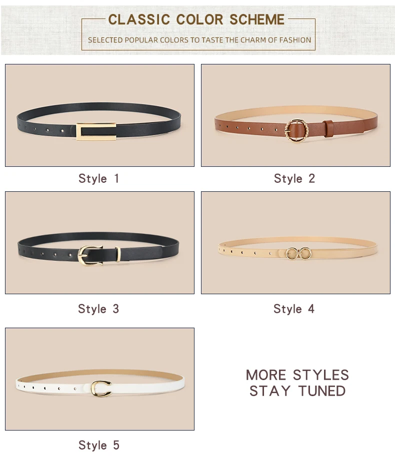 5pcs Belt Women Fashion PU Leather Thin Belts with Alloy Buckles in Solid Color Simple Pin Buckle Thin Belt For Jeans Dresses