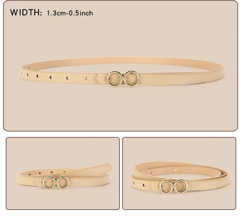 5pcs Belt Women Fashion PU Leather Thin Belts with Alloy Buckles in Solid Color Simple Pin Buckle Thin Belt For Jeans Dresses