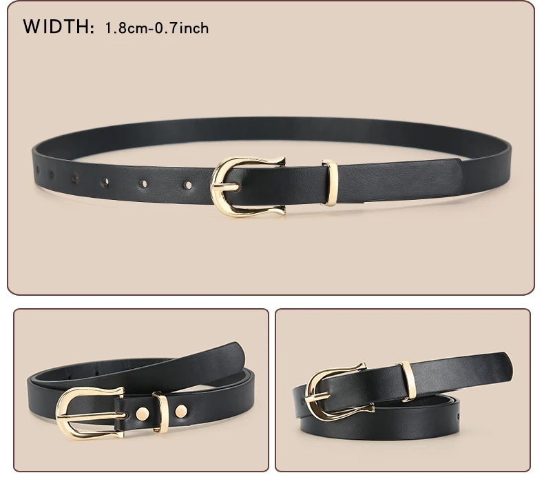 5pcs Belt Women Fashion PU Leather Thin Belts with Alloy Buckles in Solid Color Simple Pin Buckle Thin Belt For Jeans Dresses