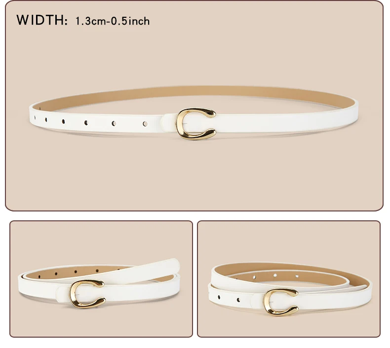 5pcs Belt Women Fashion PU Leather Thin Belts with Alloy Buckles in Solid Color Simple Pin Buckle Thin Belt For Jeans Dresses