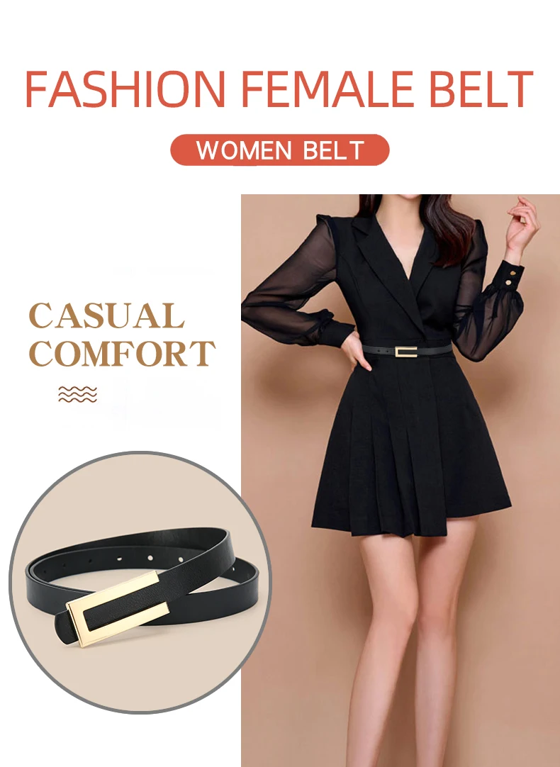 5pcs Belt Women Fashion PU Leather Thin Belts with Alloy Buckles in Solid Color Simple Pin Buckle Thin Belt For Jeans Dresses
