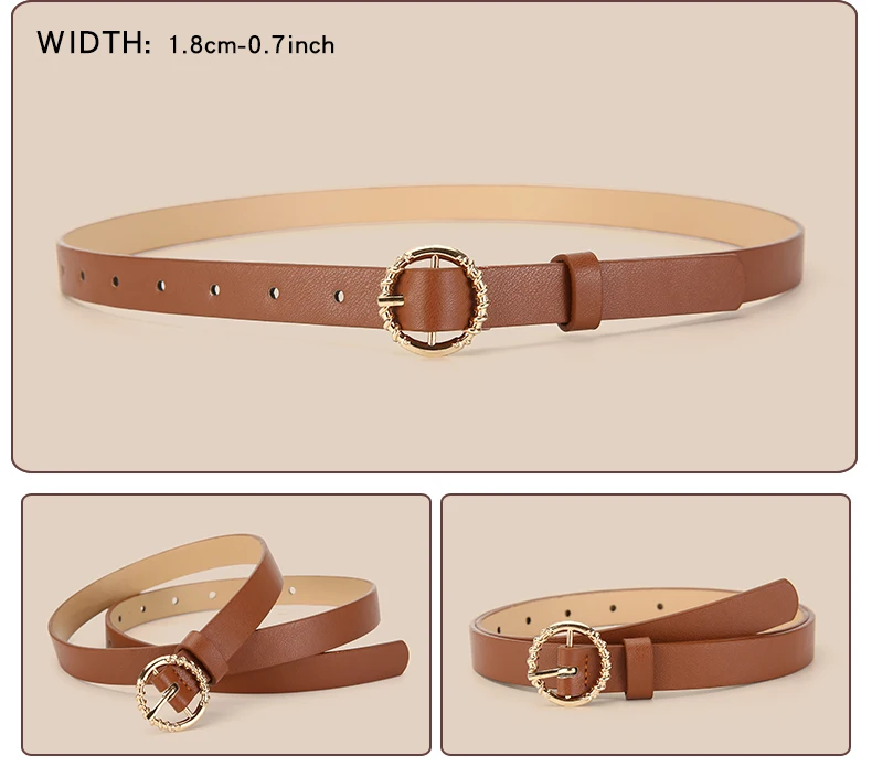 5pcs Belt Women Fashion PU Leather Thin Belts with Alloy Buckles in Solid Color Simple Pin Buckle Thin Belt For Jeans Dresses