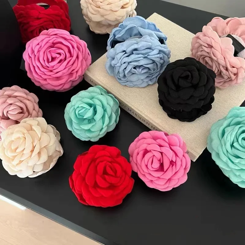 1/2/6pcs Stereoscopic Rose Flower Hair Clip Fpr Women Elegant Back of The Head Hair Shark Clip Fashionable Girl Hair Accessories