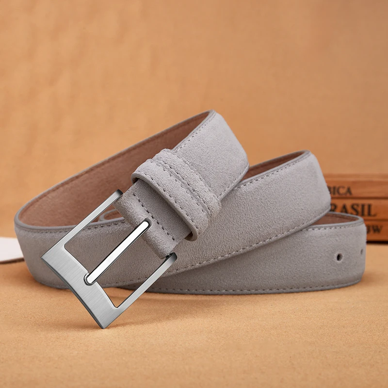 Luxury Suede Cowhide Leather Belt for women, Vintage Style Men belt 3.5cm Wide Waistband for Dresses & Jeans Unisex belt