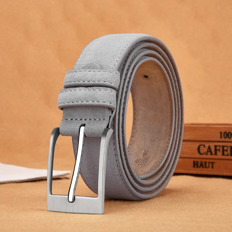 Luxury Suede Cowhide Leather Belt for women, Vintage Style Men belt 3.5cm Wide Waistband for Dresses & Jeans Unisex belt