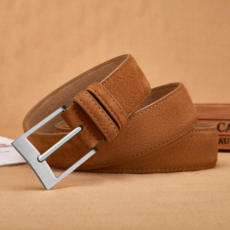 Luxury Suede Cowhide Leather Belt for women, Vintage Style Men belt 3.5cm Wide Waistband for Dresses & Jeans Unisex belt